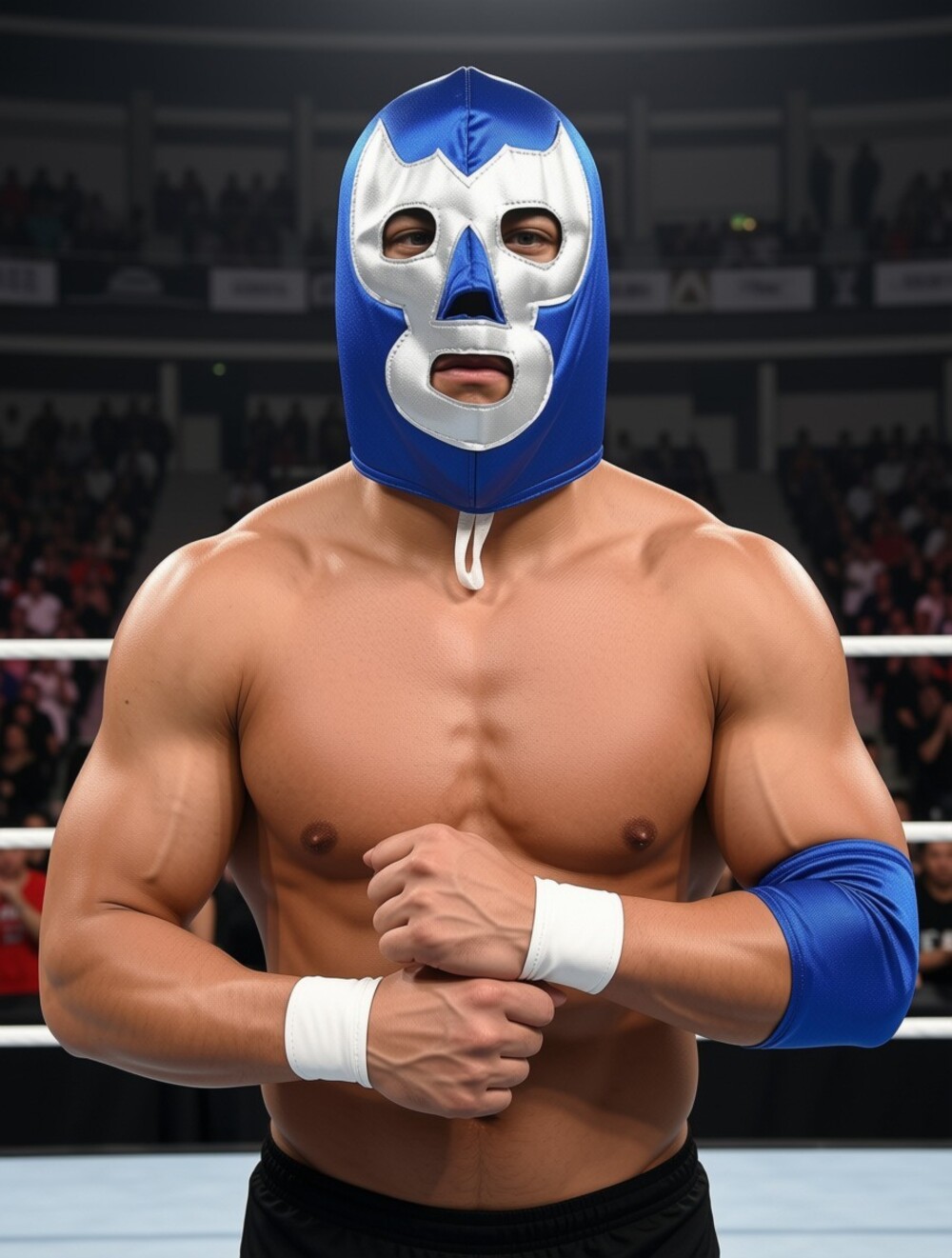 LUCHA LIBRE Wresting Mask Blue And Silver With Lace Up On The Back Of Mask